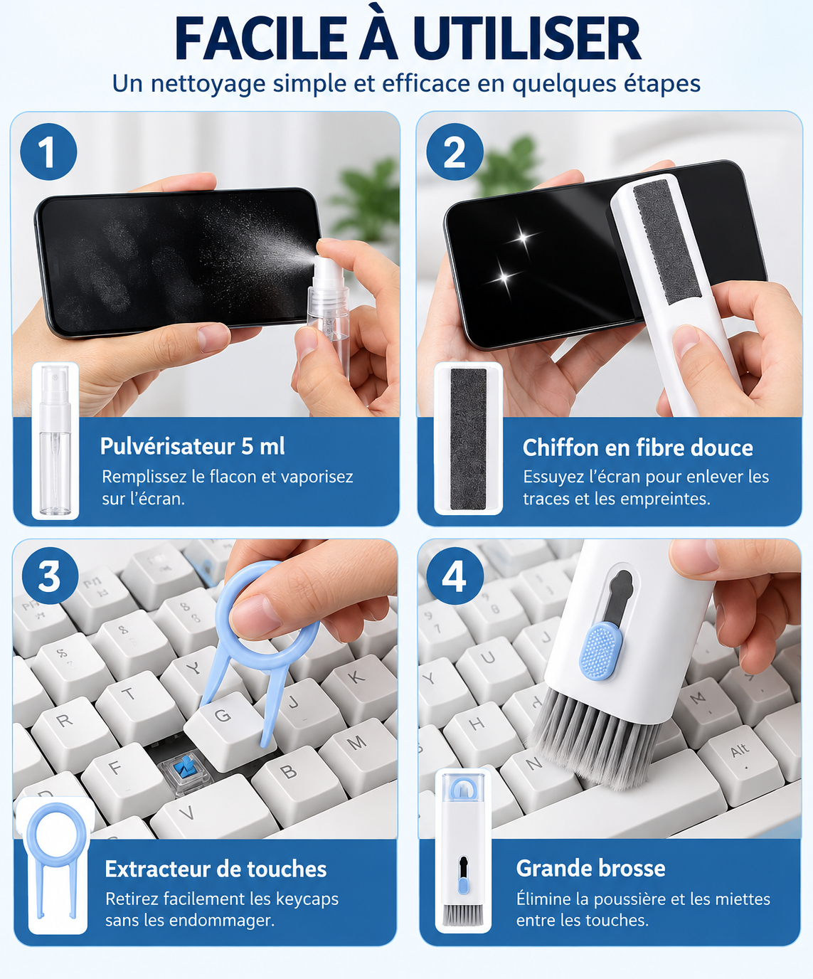 Kit de nettoyage 7-en-1 pour appareils électroniques