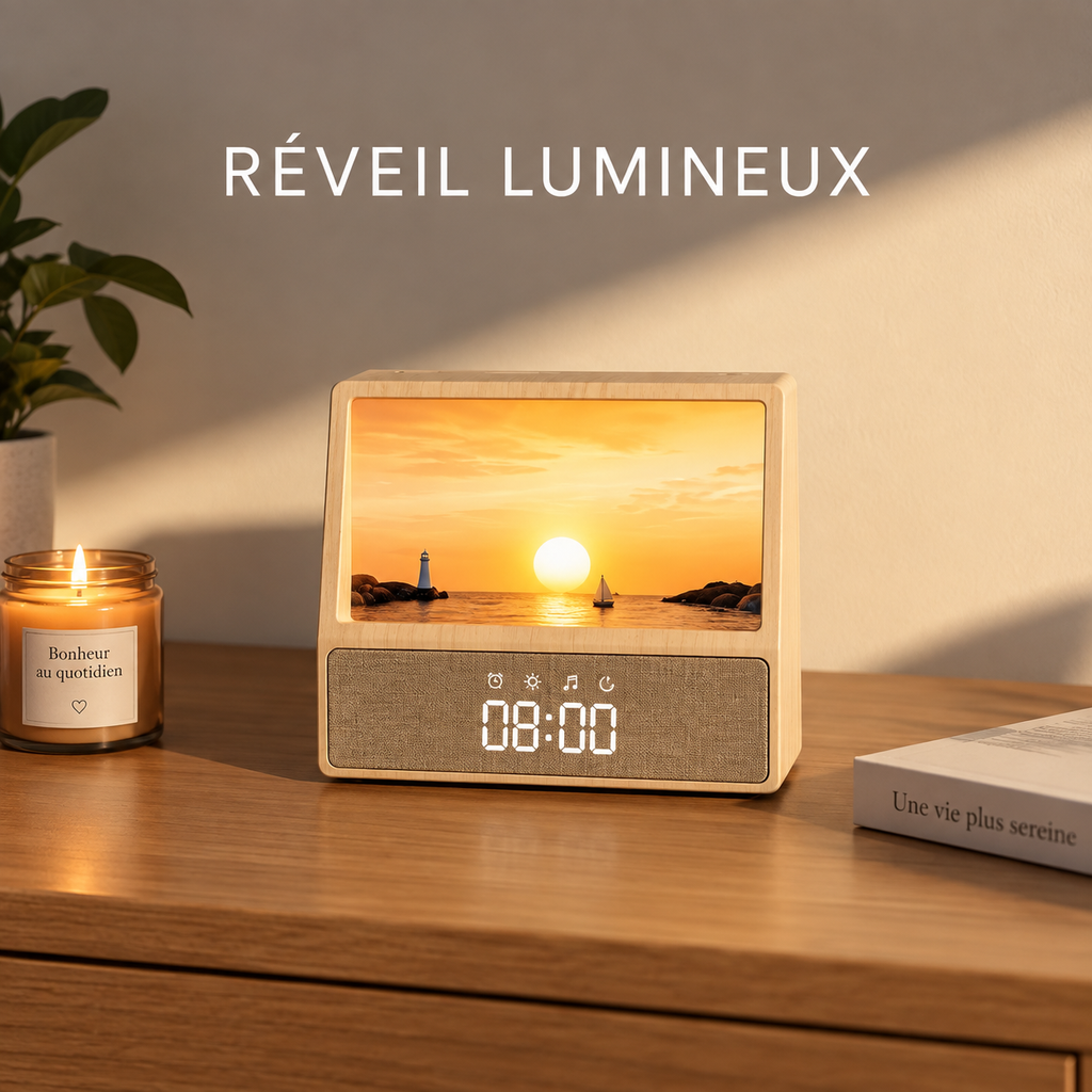 Réveil lumineux avec bruit blanc et Bluetooth