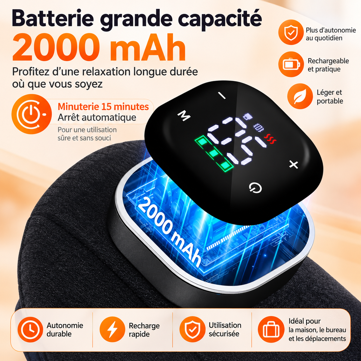 Masseur de poignet LED avec chaleur réglable