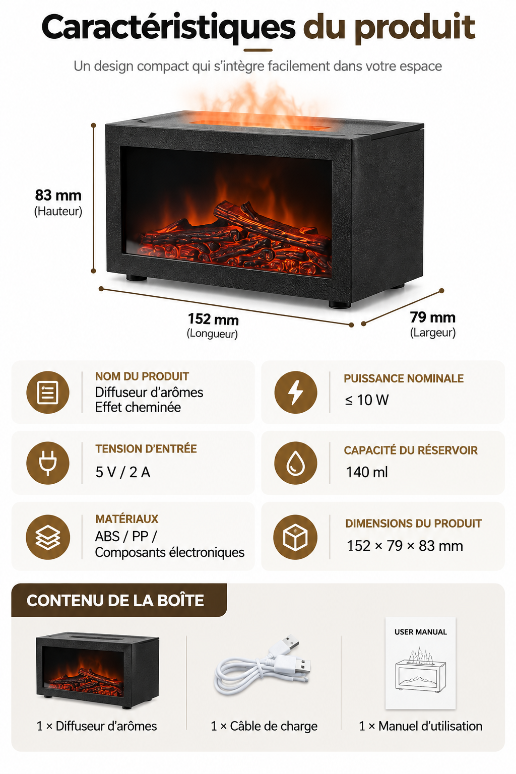 Diffuseur d’arômes avec effet flamme