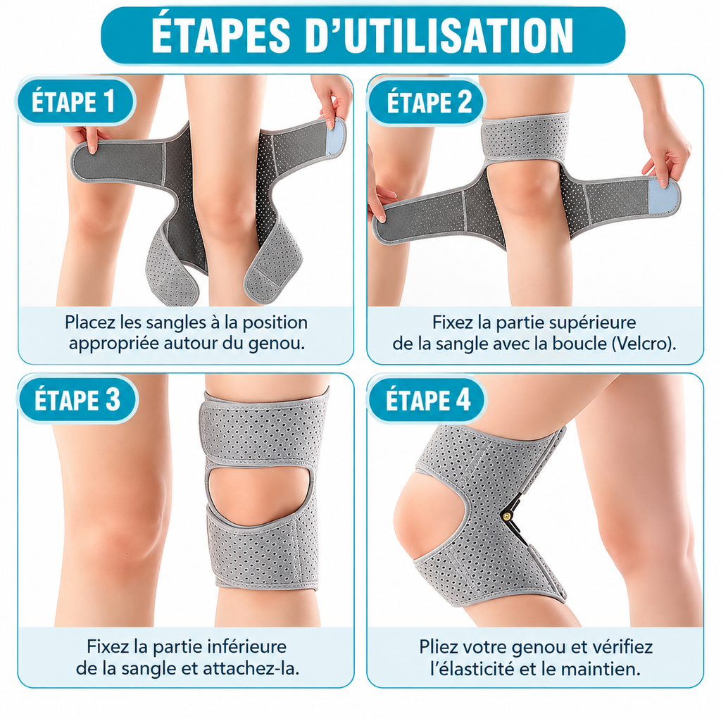 Stabilisateur de Genou à Ressort – Maintien Ajustable &amp; Confort