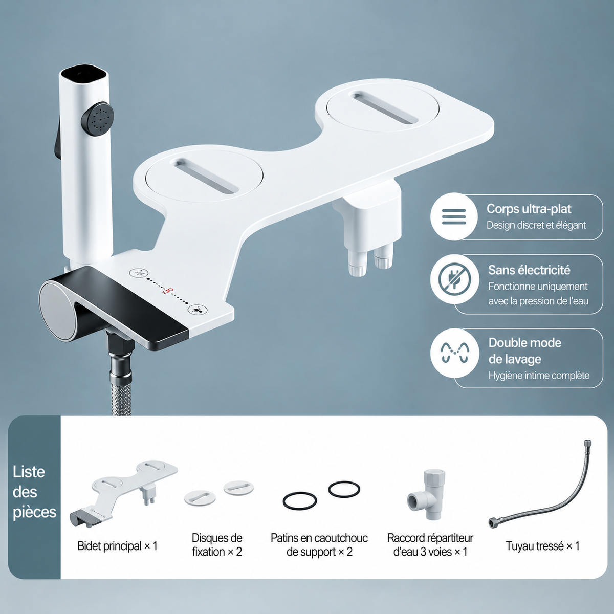 Bidet WC Ultra-Plat à Double Buse – Hygiène & Confort