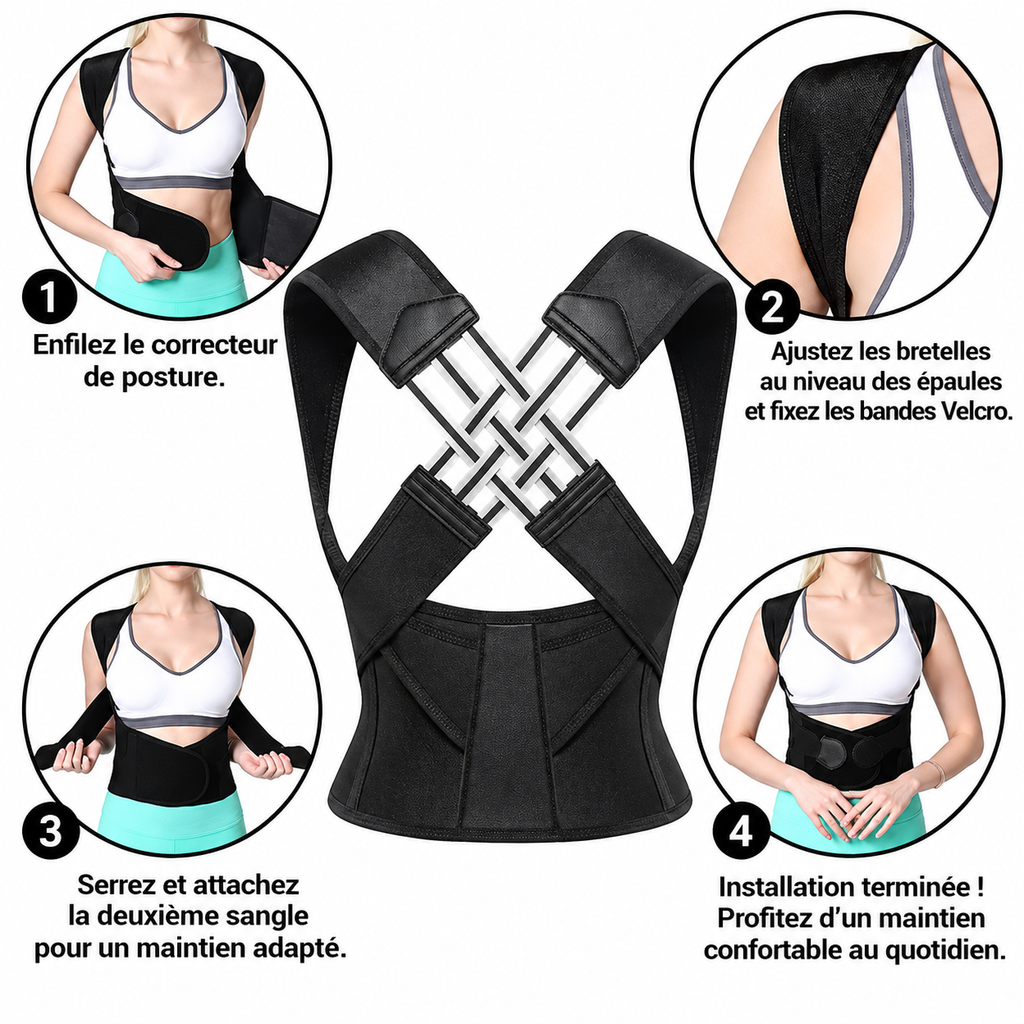 Correcteur de posture ajustable – Dos & épaules