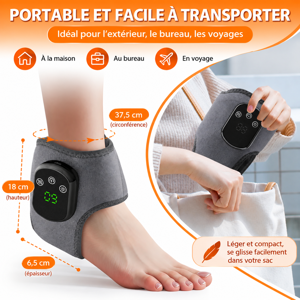 Masseur chauffant et vibrant pour cheville et poignet