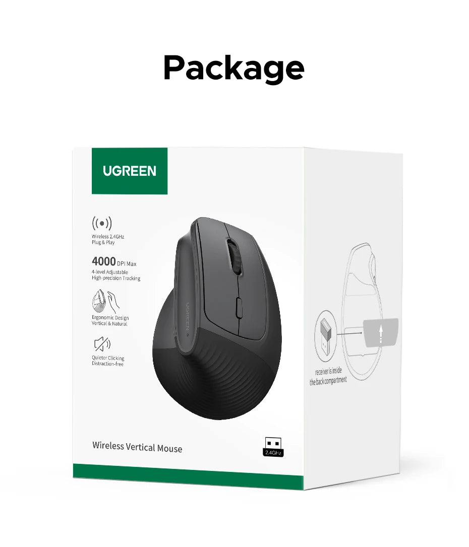 Souris verticale ergonomique sans fil UGREEN – 4000 DPI