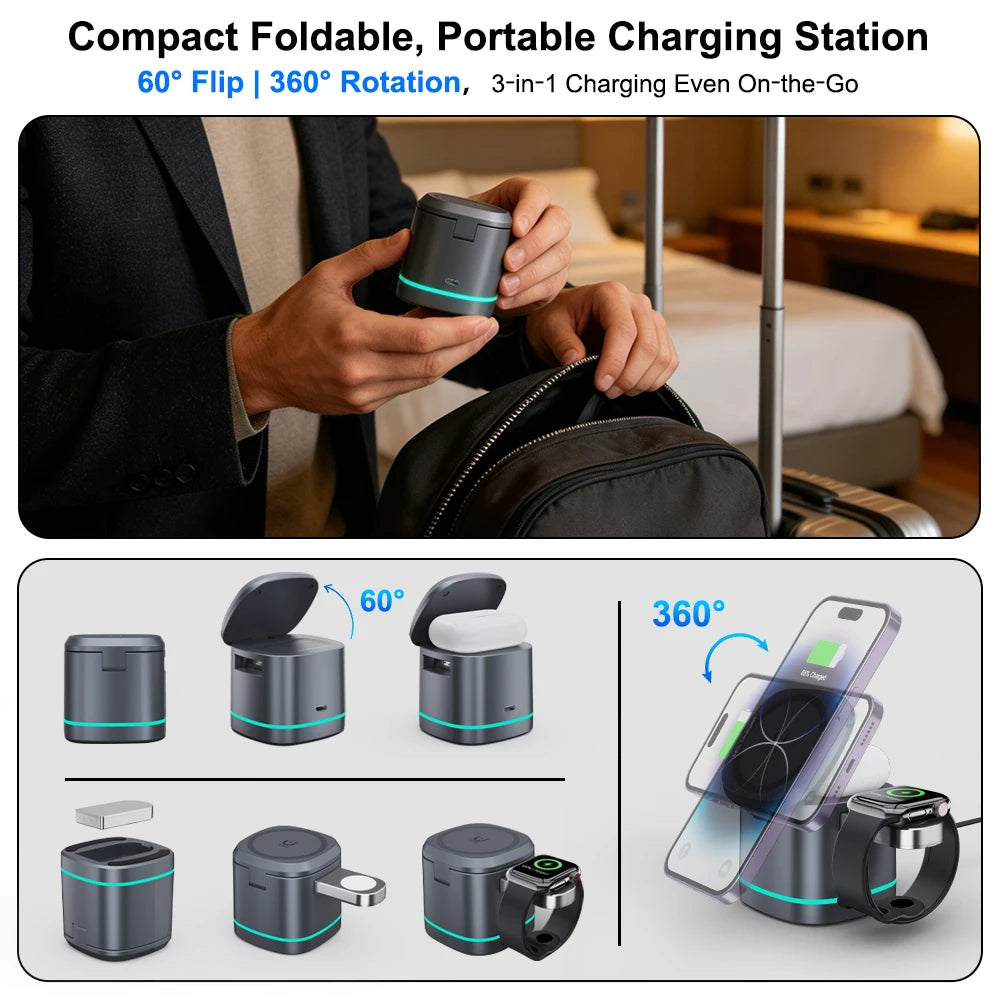 Station de recharge magnétique 3-en-1 – 15 W