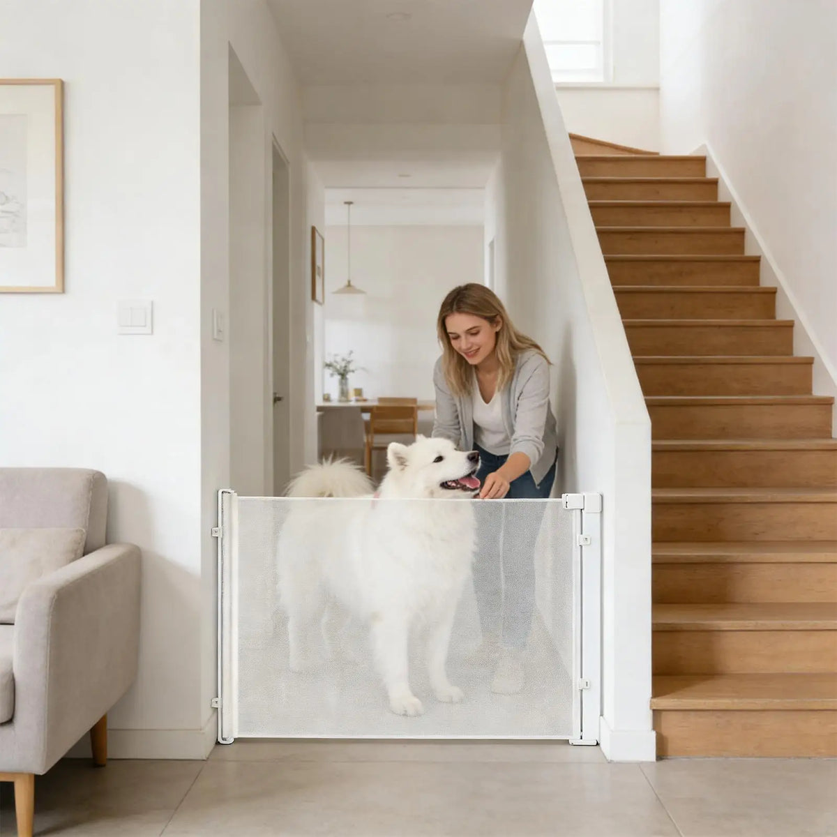 Barrière rétractable pour chien – Sans perçage