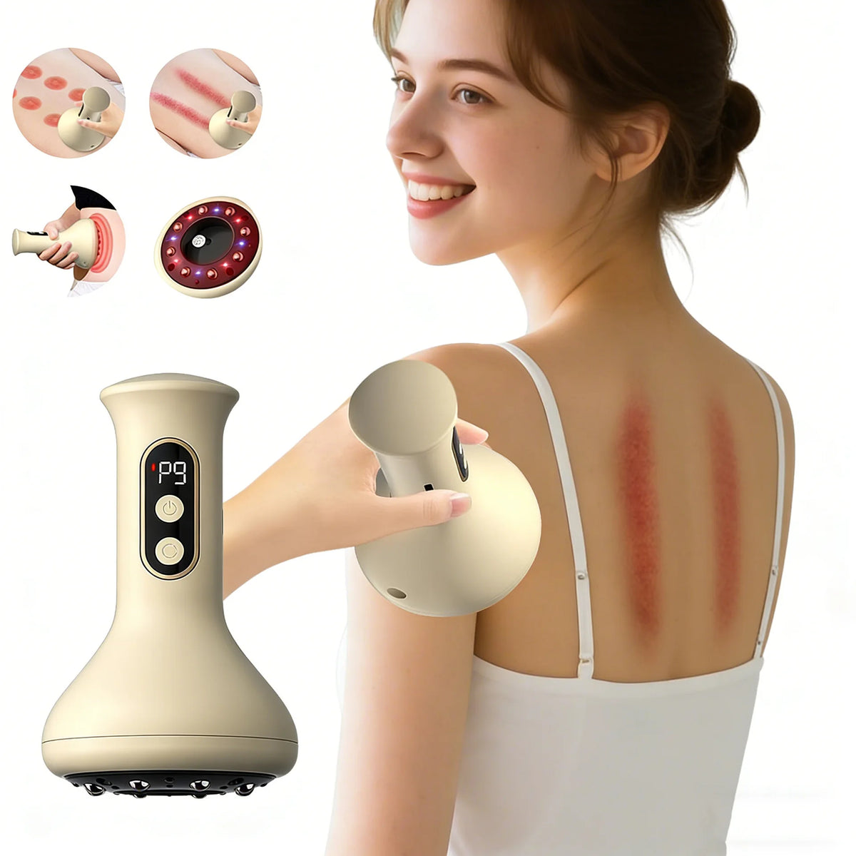 Masseur à ventouse chauffant rechargeable