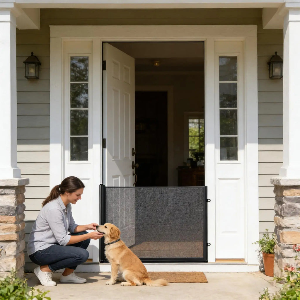 Barrière rétractable pour chien – Sans perçage