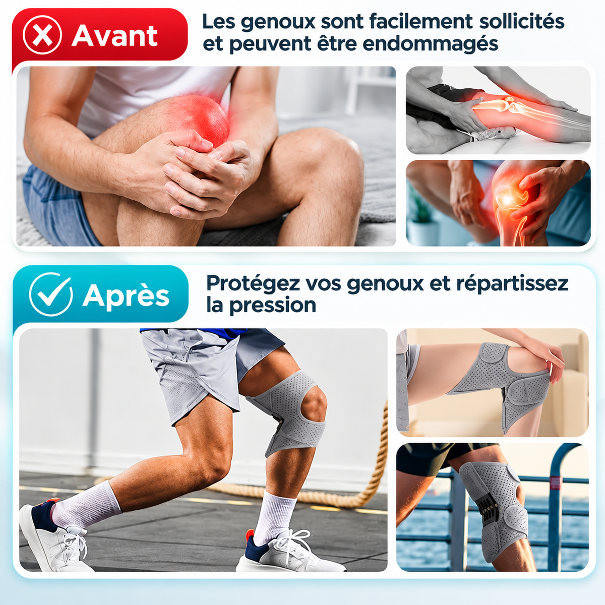Stabilisateur de Genou à Ressort – Maintien Ajustable &amp; Confort