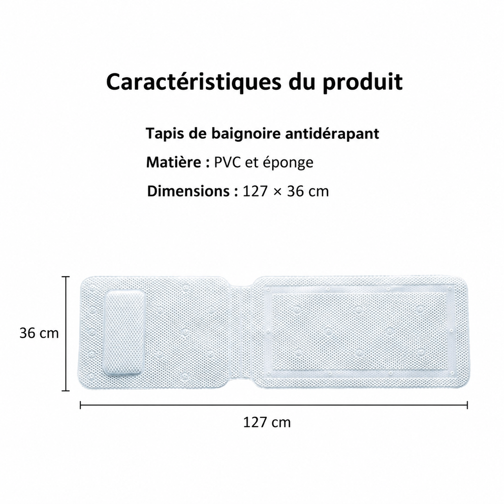 Caractéristiques du tapis de baignoire antidérapant
